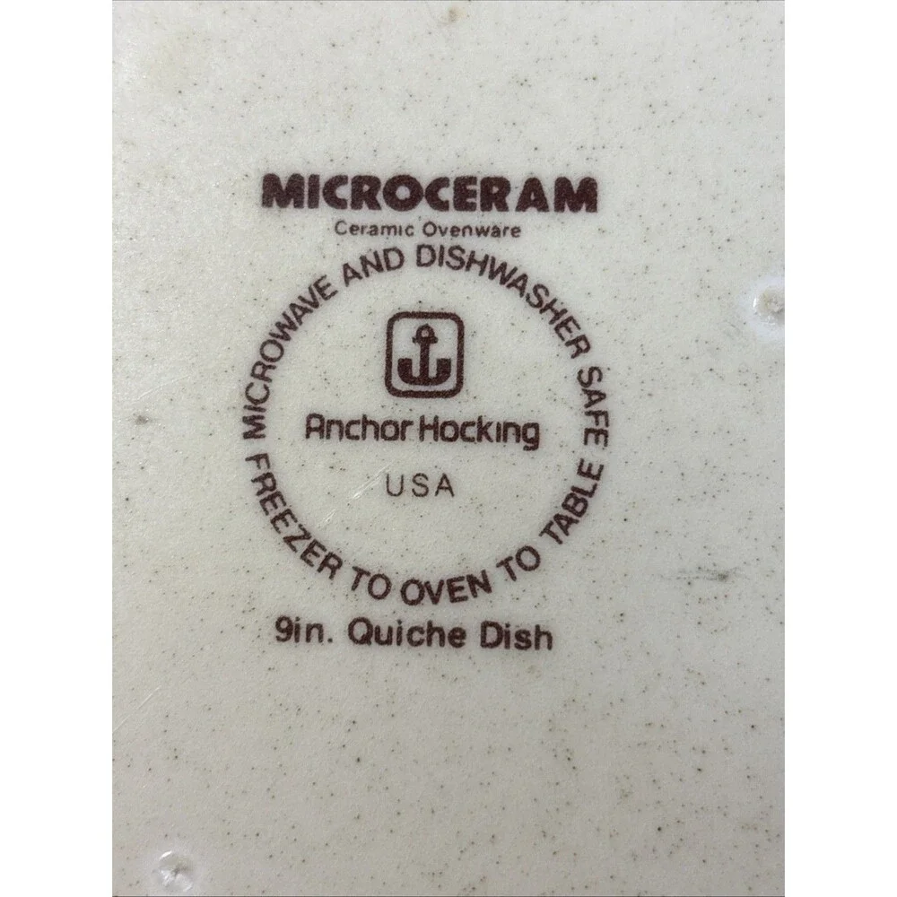 Microceram Anchor Hocking Ceramic Ovenware 9in Quiche Dish Freezer to Oven Safe